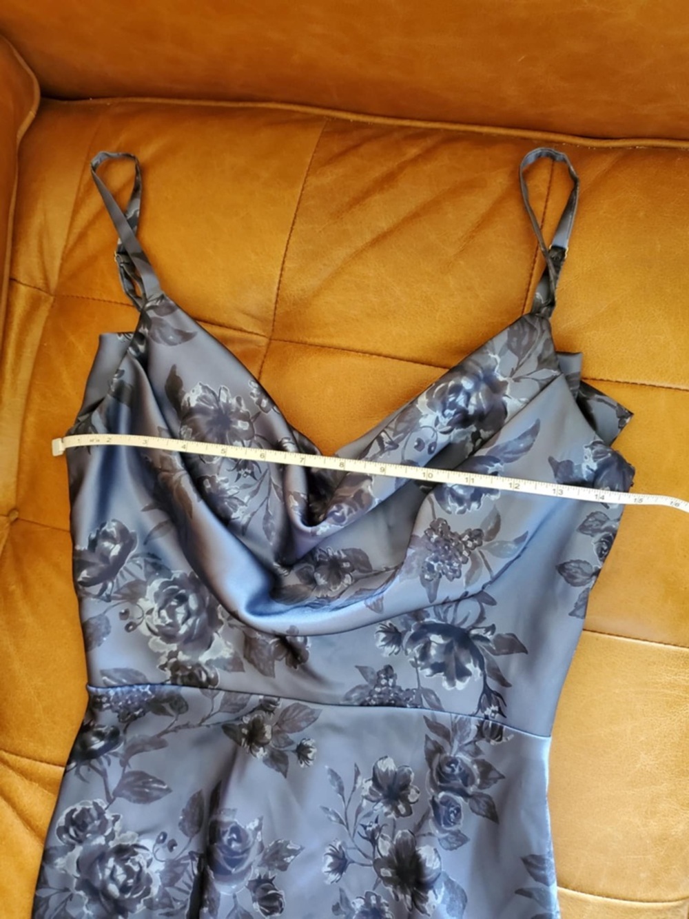Revelry Nadia Satin Dress Indie Blue Bouquet Size 4 - Picture 11 of 14